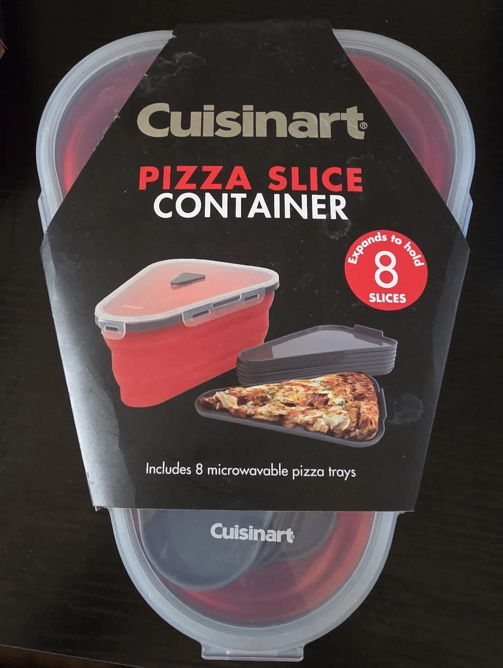 Cuisinart 8 Pizza Slice Container w Microwavable Trays Collapsible Silicone